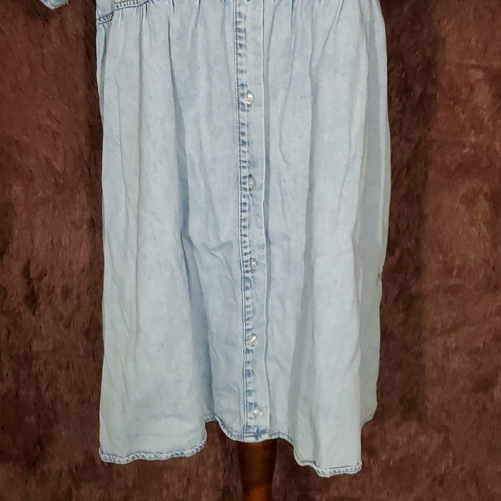 Denim Button Down Washed Blue Dress - Picture 4 of 7